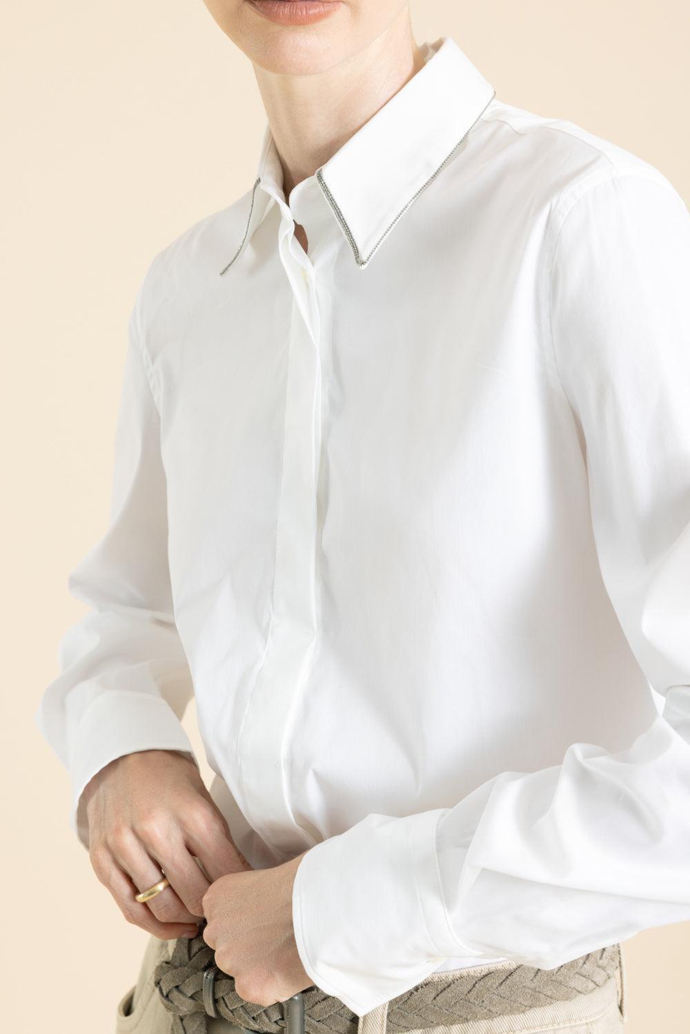 Longsleeve Cotton Poplin Shirt - White-WHITE-XS-CLOTHINGTOPBLOUSE-BRUNELLO CUCINELLI