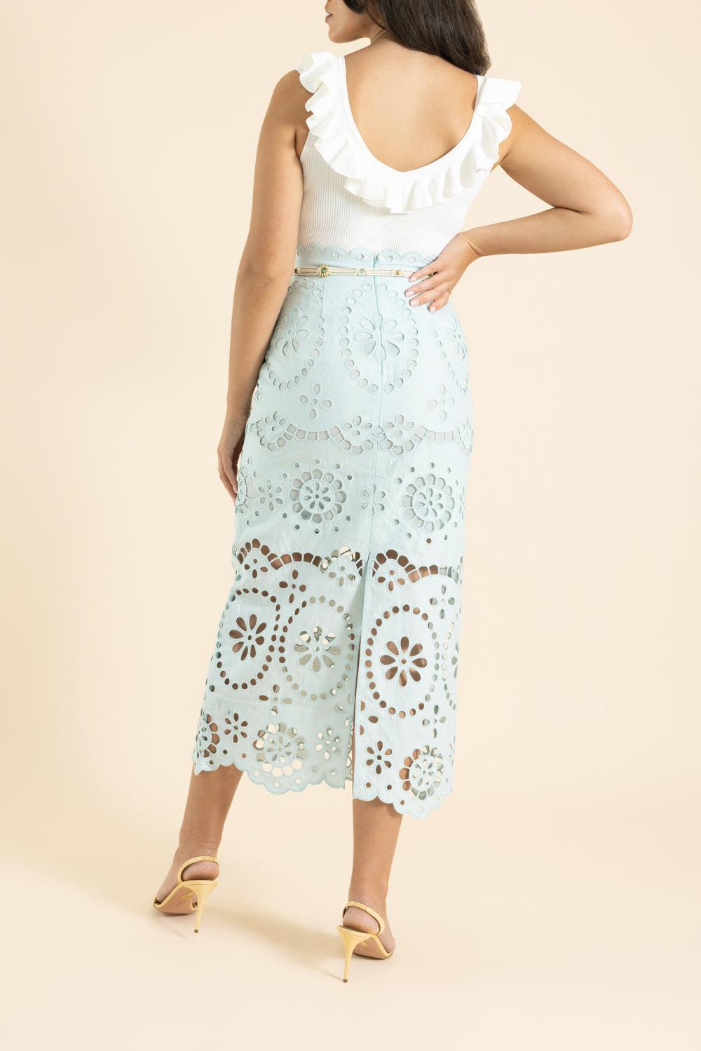 Awaken Embroidered Skirt-GREEN-0-CLOTHINGSKIRTMAXI-ZIMMERMANN