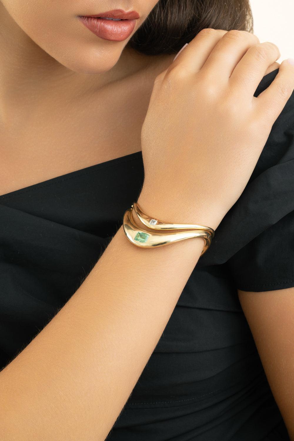 Paraiba Big Zaha Bangle Bracelet-YELLOW GOLD-5.5-JEWELRYFINE JEWELBRACELET O-ZAHN-Z