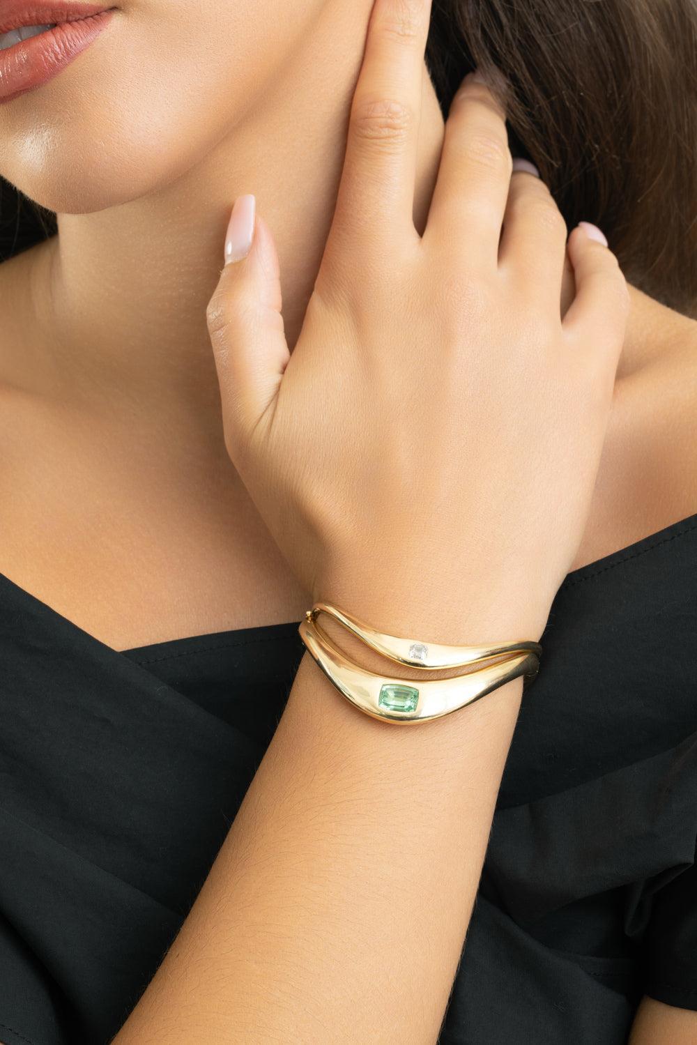 Paraiba Big Zaha Bangle Bracelet-YELLOW GOLD-5.5-JEWELRYFINE JEWELBRACELET O-ZAHN-Z