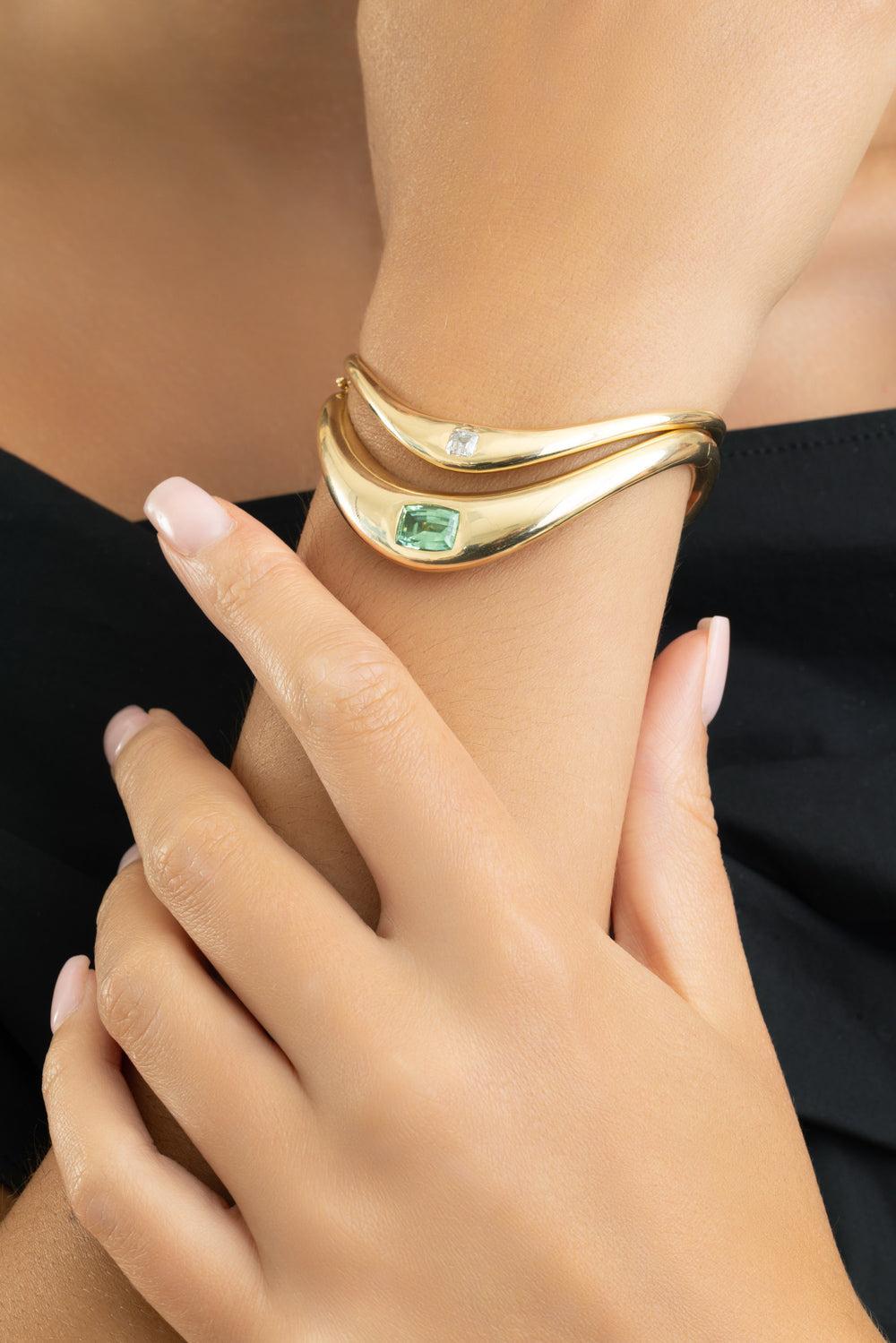 Paraiba Big Zaha Bangle Bracelet-YELLOW GOLD-5.5-JEWELRYFINE JEWELBRACELET O-ZAHN-Z