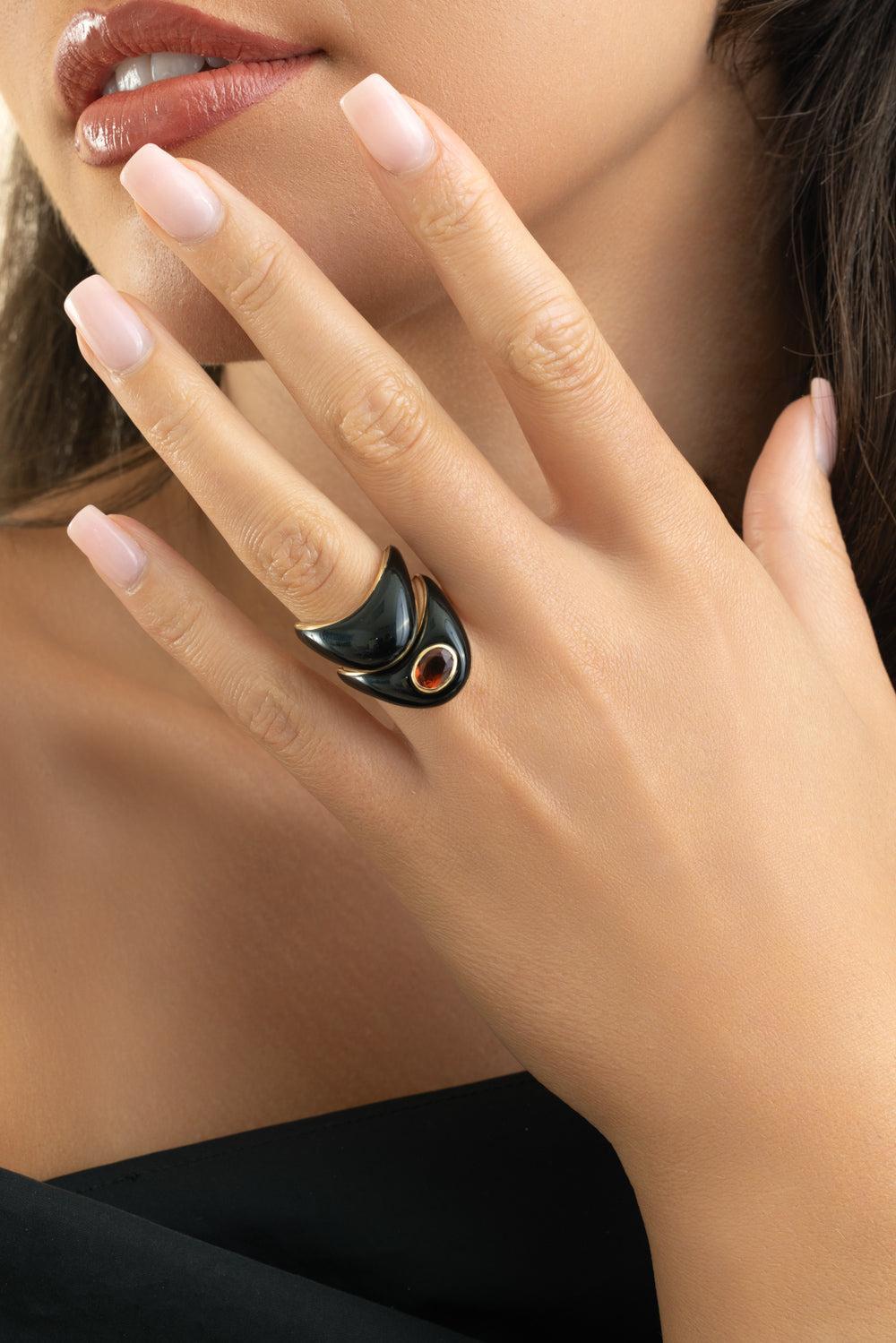 Onyx Big Zaha Ring-YELLOW GOLD-6.5-JEWELRYFINE JEWELRING-ZAHN-Z