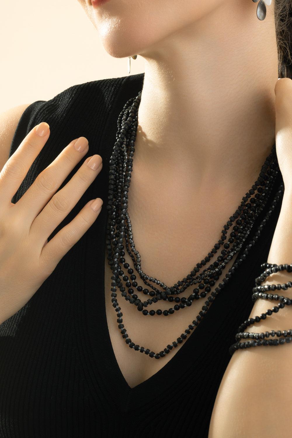 Polished Hematite Beaded Necklace-SILVER-22-JEWELRYFINE JEWELNECKLACE O-WALTERS FAITH