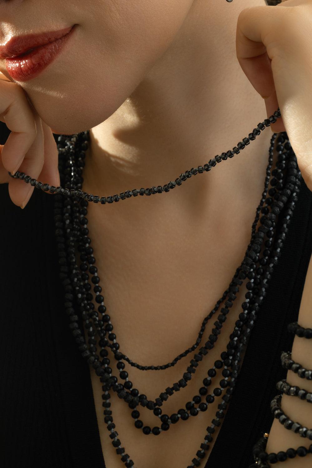 Polished Hematite Beaded Necklace-SILVER-22-JEWELRYFINE JEWELNECKLACE O-WALTERS FAITH