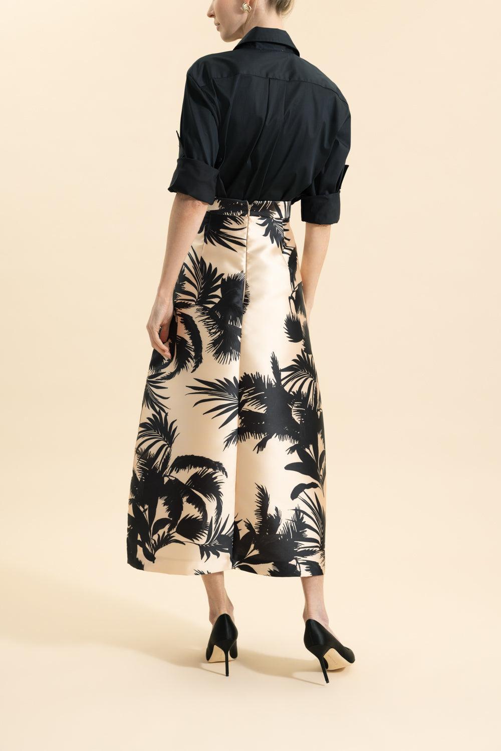 Palm Tree Midi Dress-BEIGE/BLACK-38-CLOTHINGSKIRTMIDI-LUNATICA