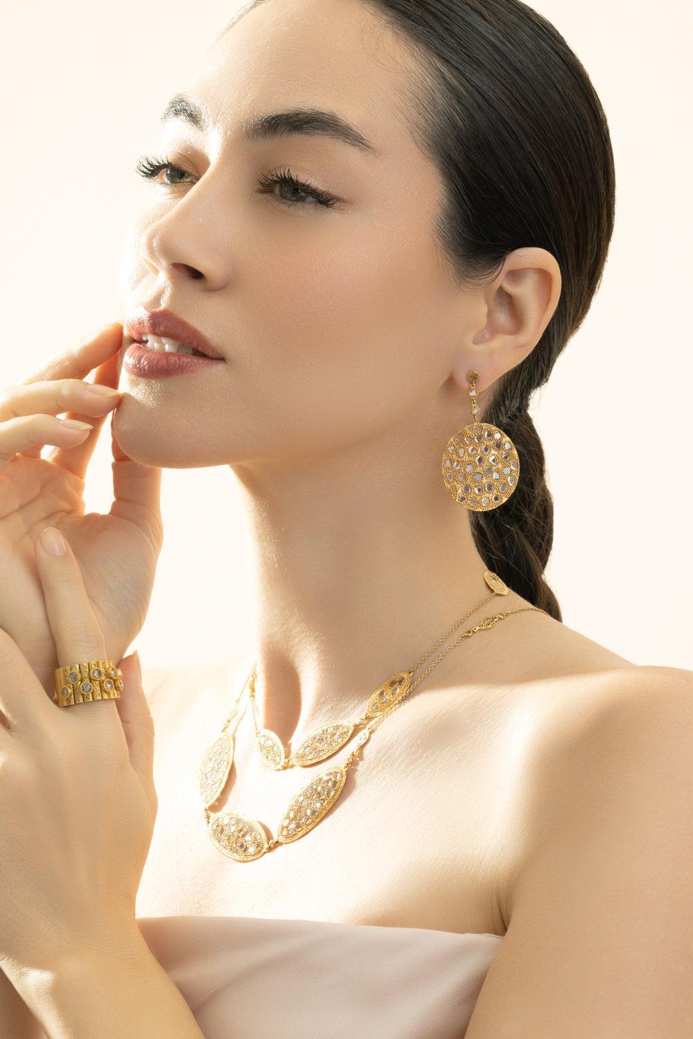 Diamond Eternity Slice Disk Earrings-YELLOW GOLD-JEWELRYFINE JEWELEARRING-COOMI