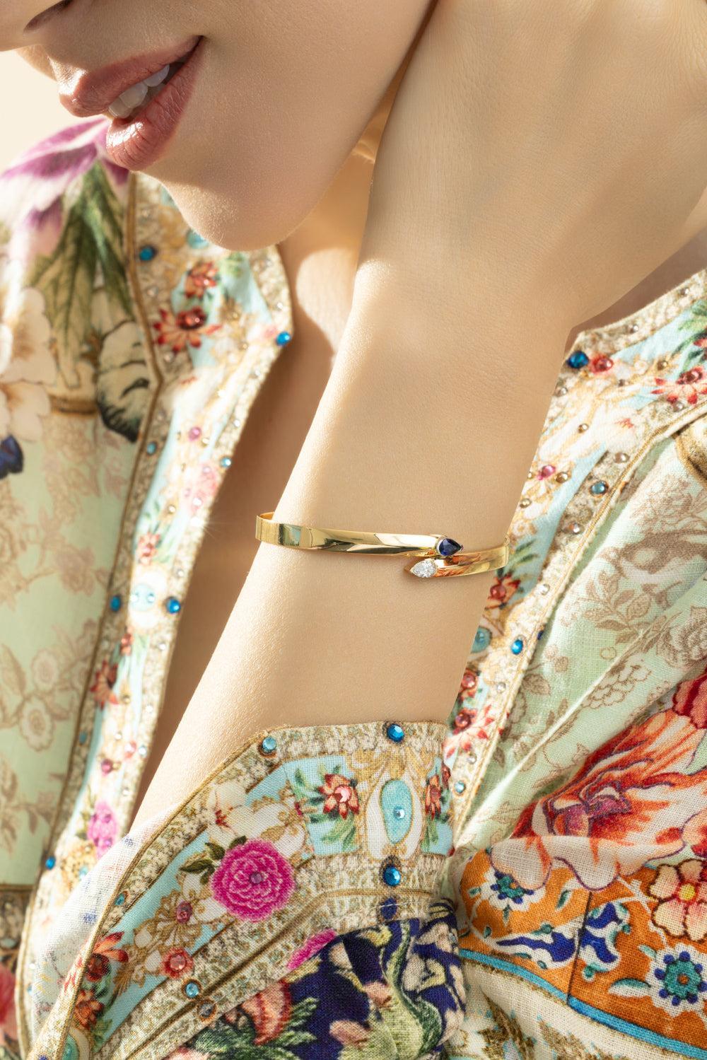 Blue Sapphire Diamond Toi Et Moi Bracelet-YELLOW GOLD-JEWELRYFINE JEWELBRACELET O-PHILLIPS HOUSE