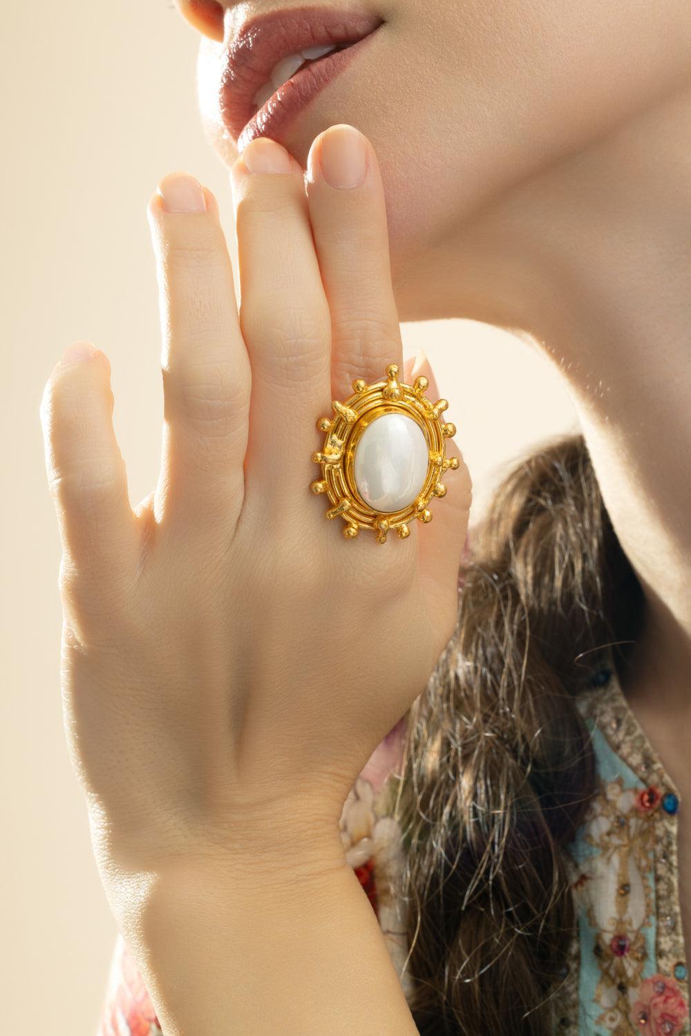 Pearl Stone Dot Ring-YELLOW-6-JEWELRYBOUTIQUERING-SYLVIA TOLEDANO