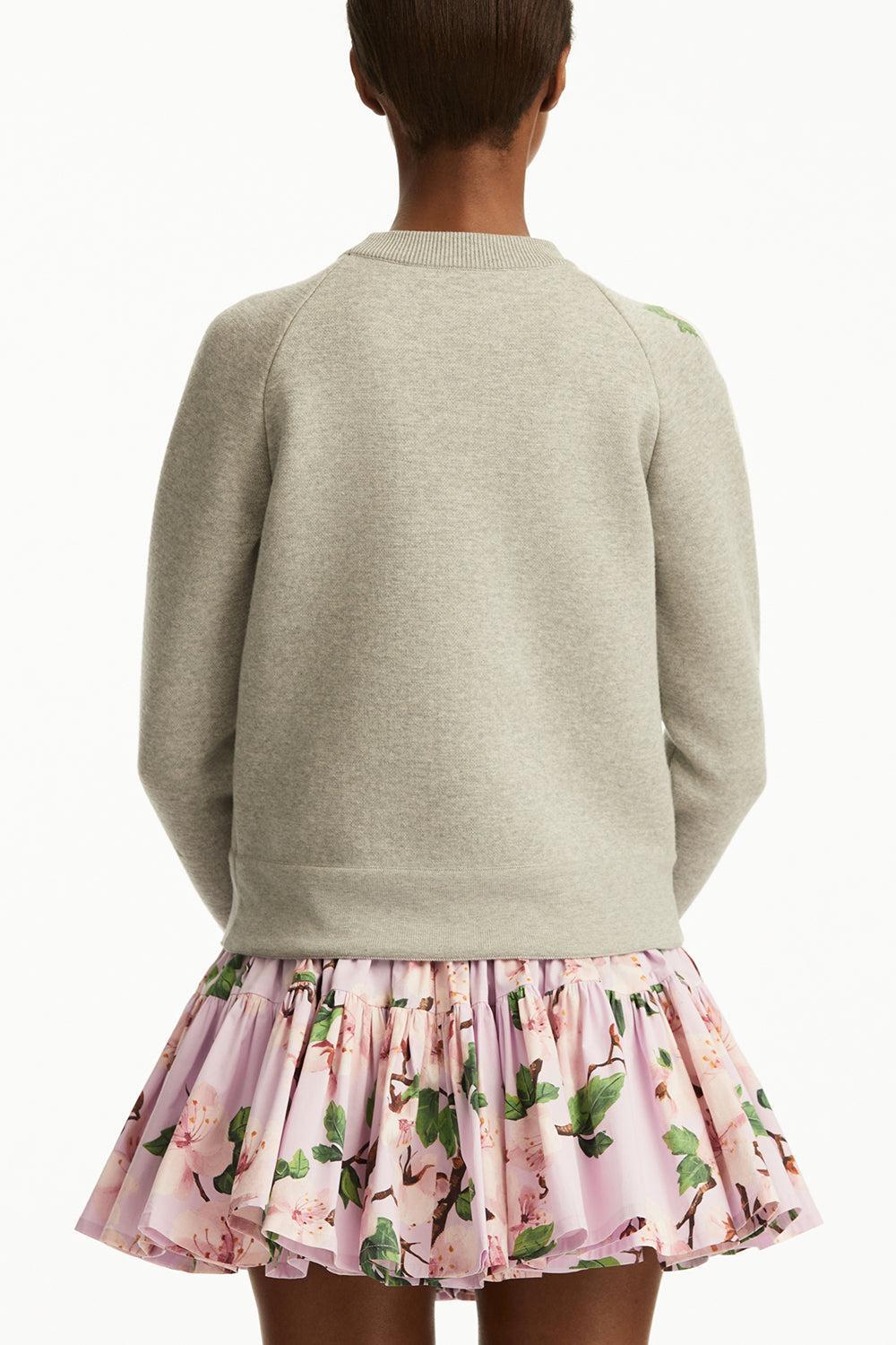 Cherry Blossom Drawstring Pullover-GREY PINK-XS-CLOTHINGTOPKNITS-OSCAR DE LA RENTA