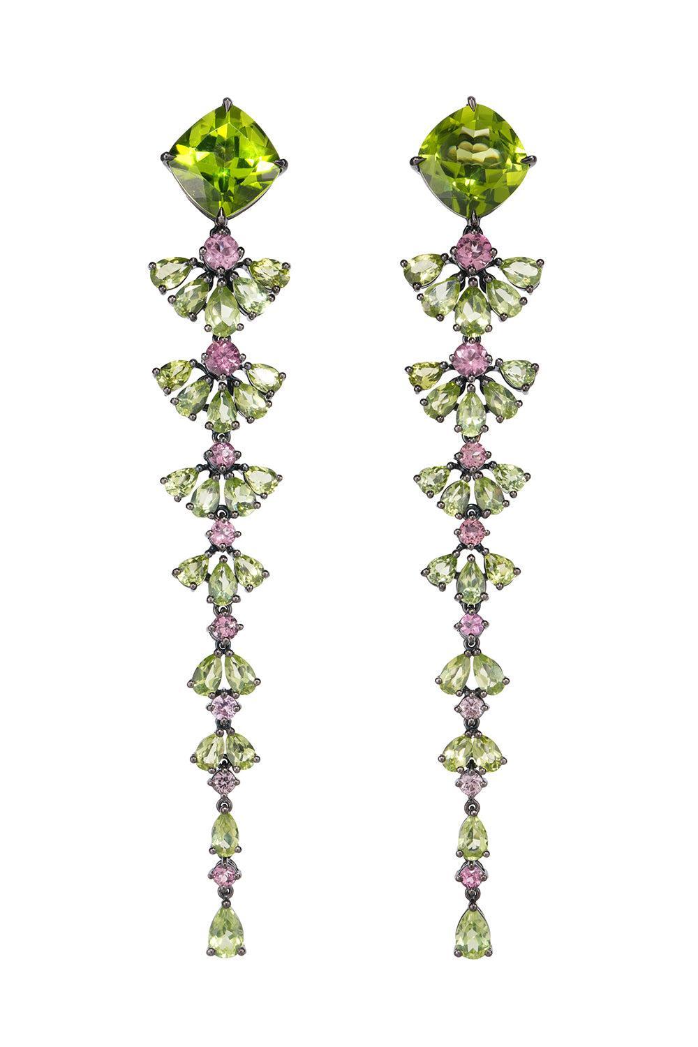 Peridot Tourmaline Earrings-WHITE GOLD-JEWELRYFINE JEWELEARRING-CICADA