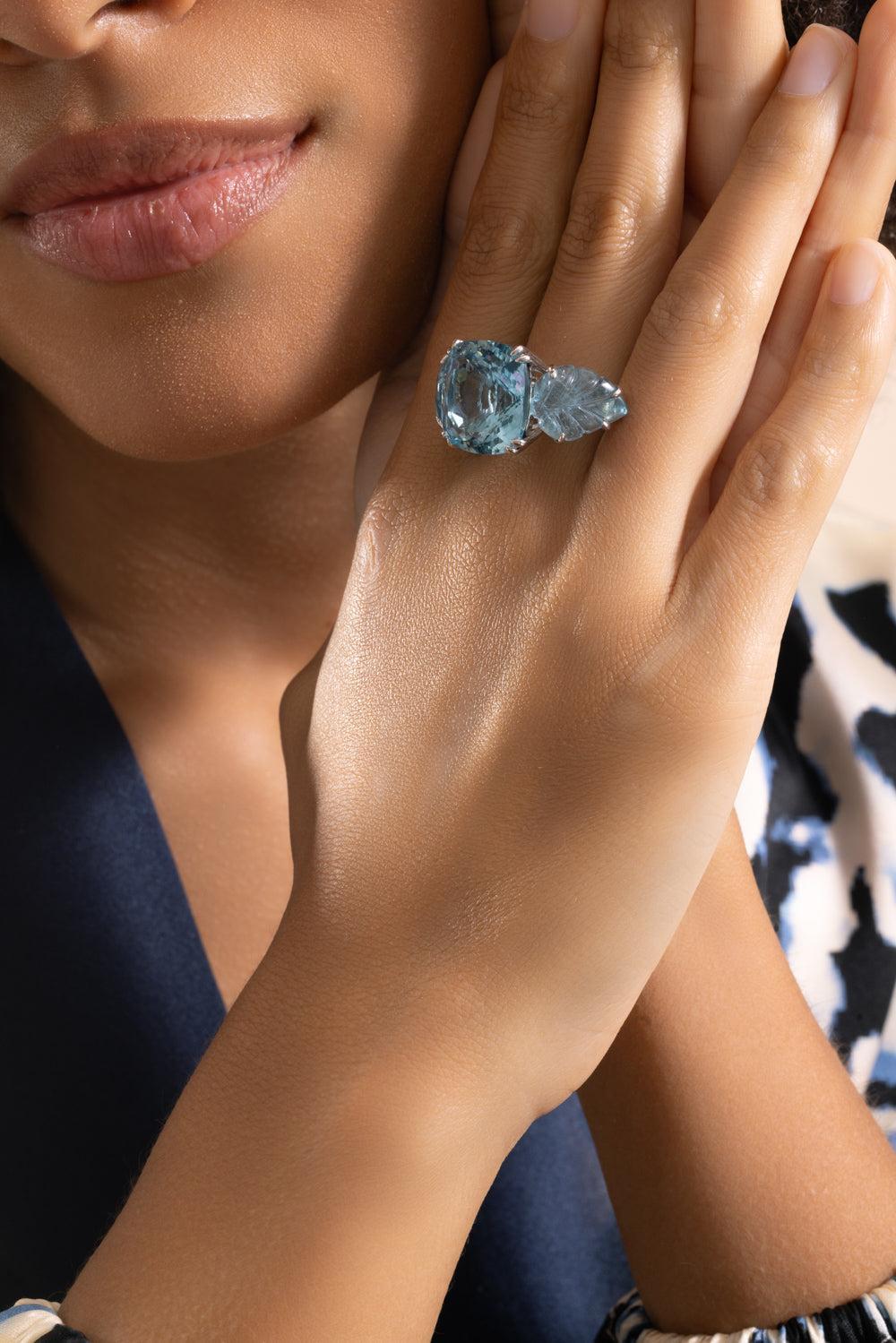 Aqua Carved Ring-WHITE GOLD-7-JEWELRYFINE JEWELRING-PIRANESI