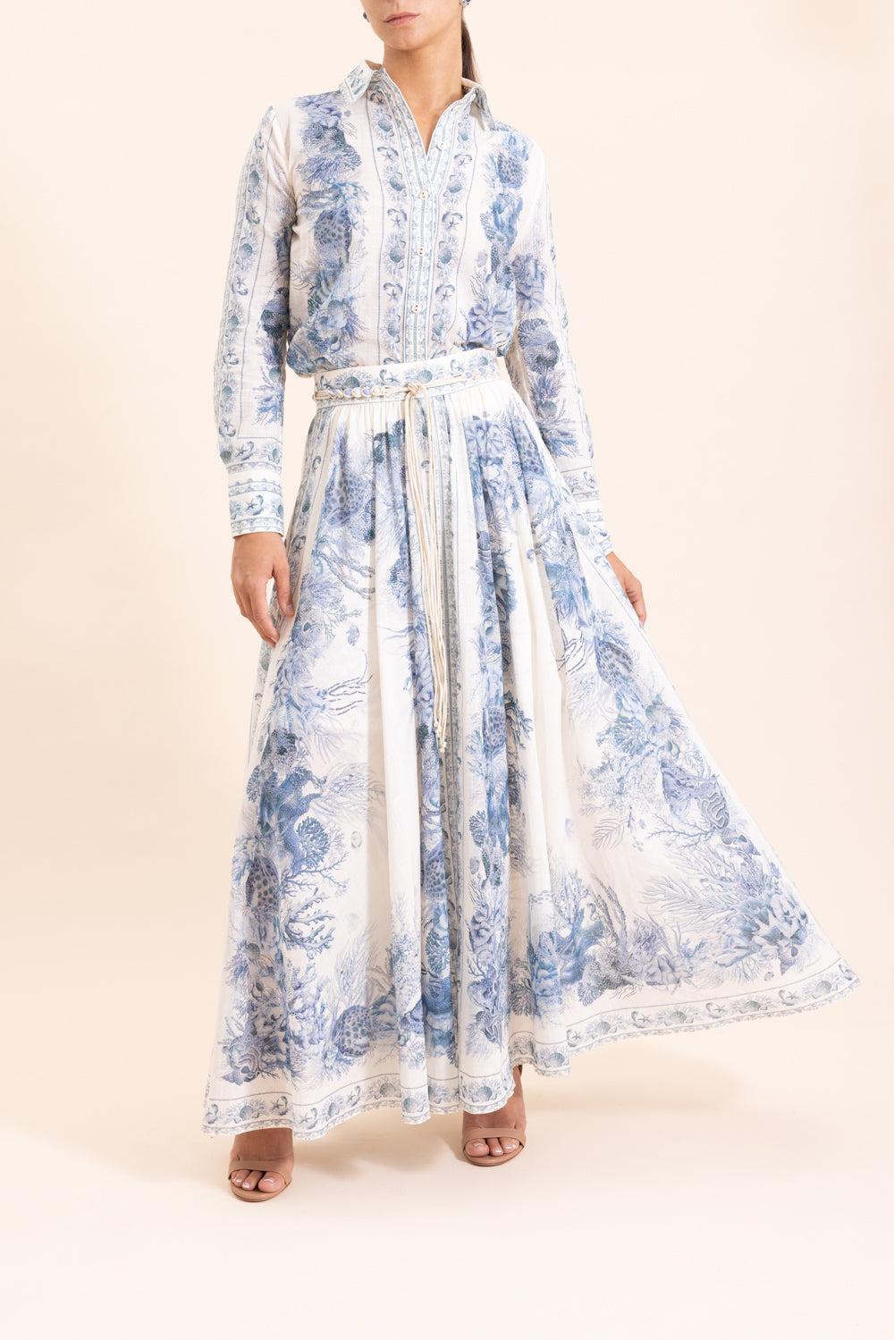 Wanderlust A-Line Maxi Skirt-BLUE-0-CLOTHINGSKIRTMAXI-ZIMMERMANN