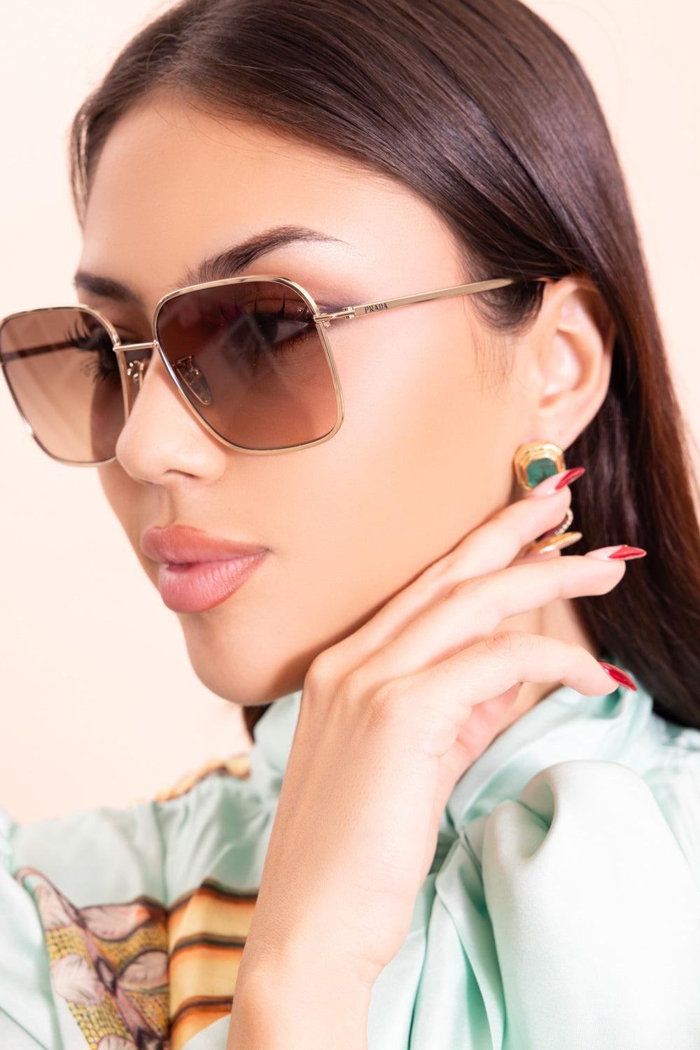 Sleek Square Sunglasses-PALE GOLD-ACCESSORIESUNGLASSES-PRADA