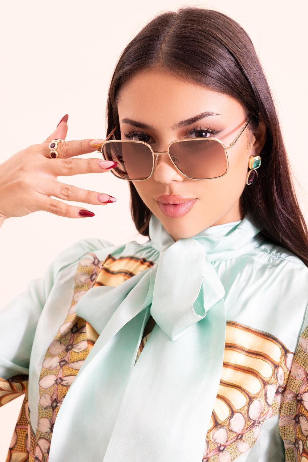 Sleek Square Sunglasses-PALE GOLD-ACCESSORIESUNGLASSES-PRADA