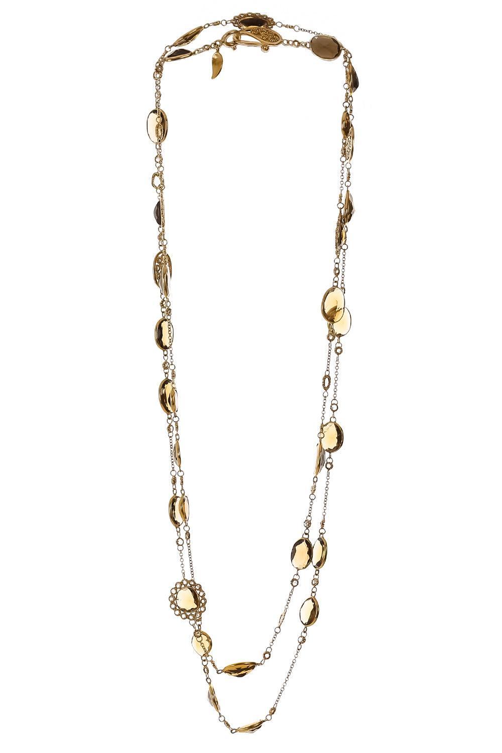 Diamond Whisky Quartz Affinity Necklace-YELLOW GOLD-48-JEWELRYFINE JEWELNECKLACE O-COOMI