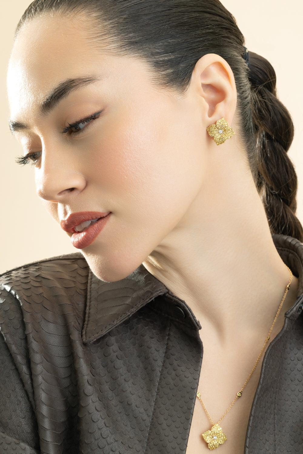 Yellow Sapphire Large Flower Earrings-YELLOW GOLD-JEWELRYFINE JEWELEARRING-PIRANESI