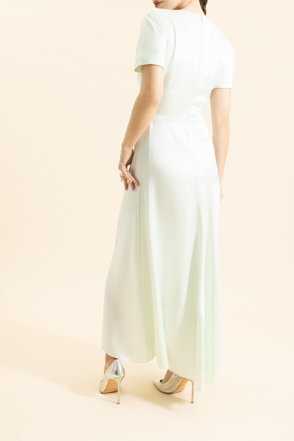 Gathered Midi Shirt Dress-GREEN-4-CLOTHINGDRESSCASUAL-VICTORIA BECKHAM