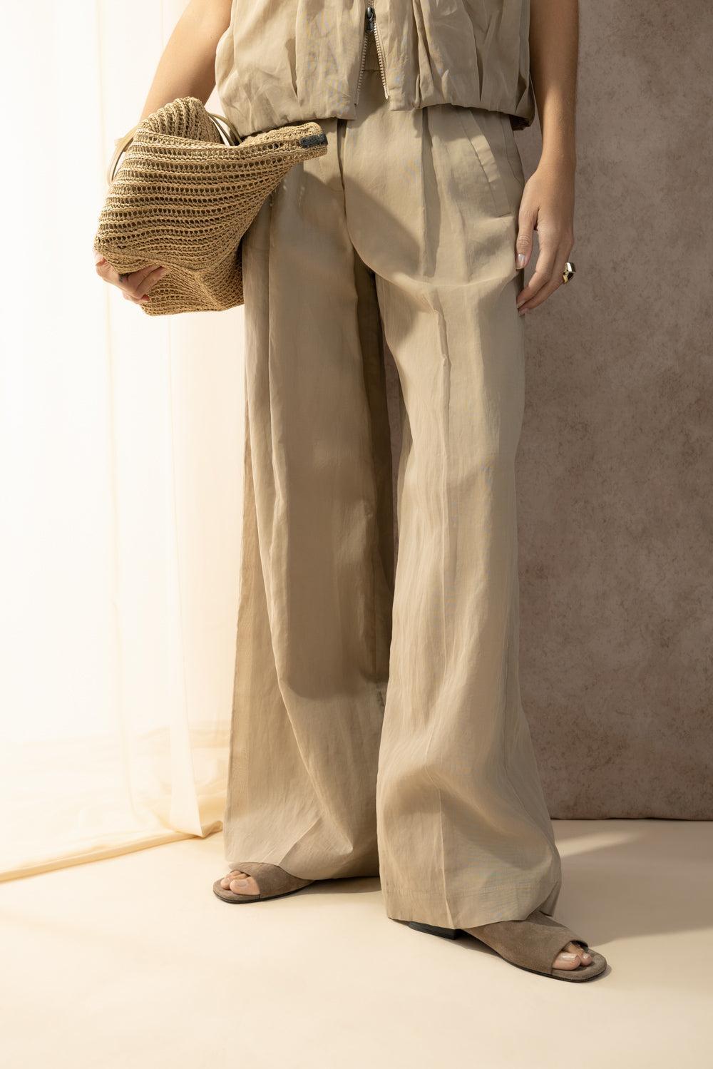 Loose Track Trouser-BROWN-38-CLOTHINGPANTWIDE LEG-BRUNELLO CUCINELLI