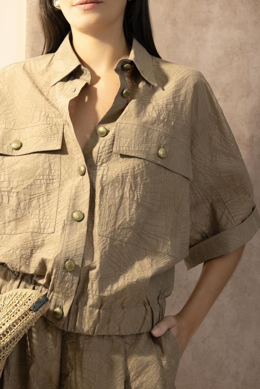 Sun River Button Shirt-BROWN-XS-CLOTHINGTOPBLOUSE-BRUNELLO CUCINELLI