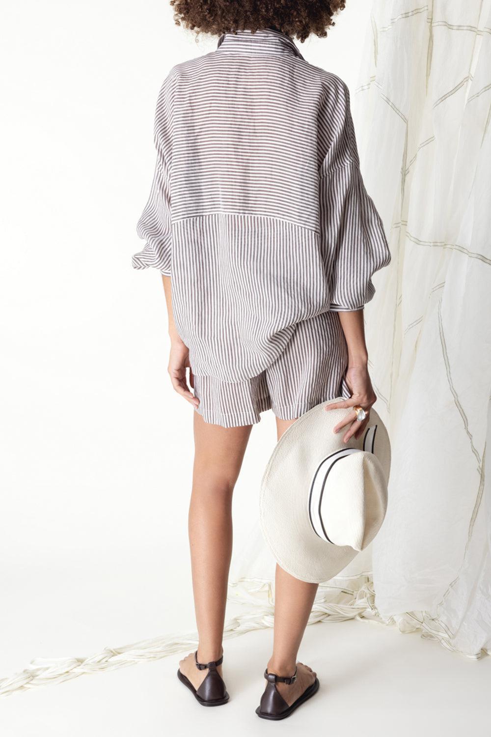 Pull-Up Short-WHT/BRWN-XS-CLOTHINGPANTSHORT-BRUNELLO CUCINELLI