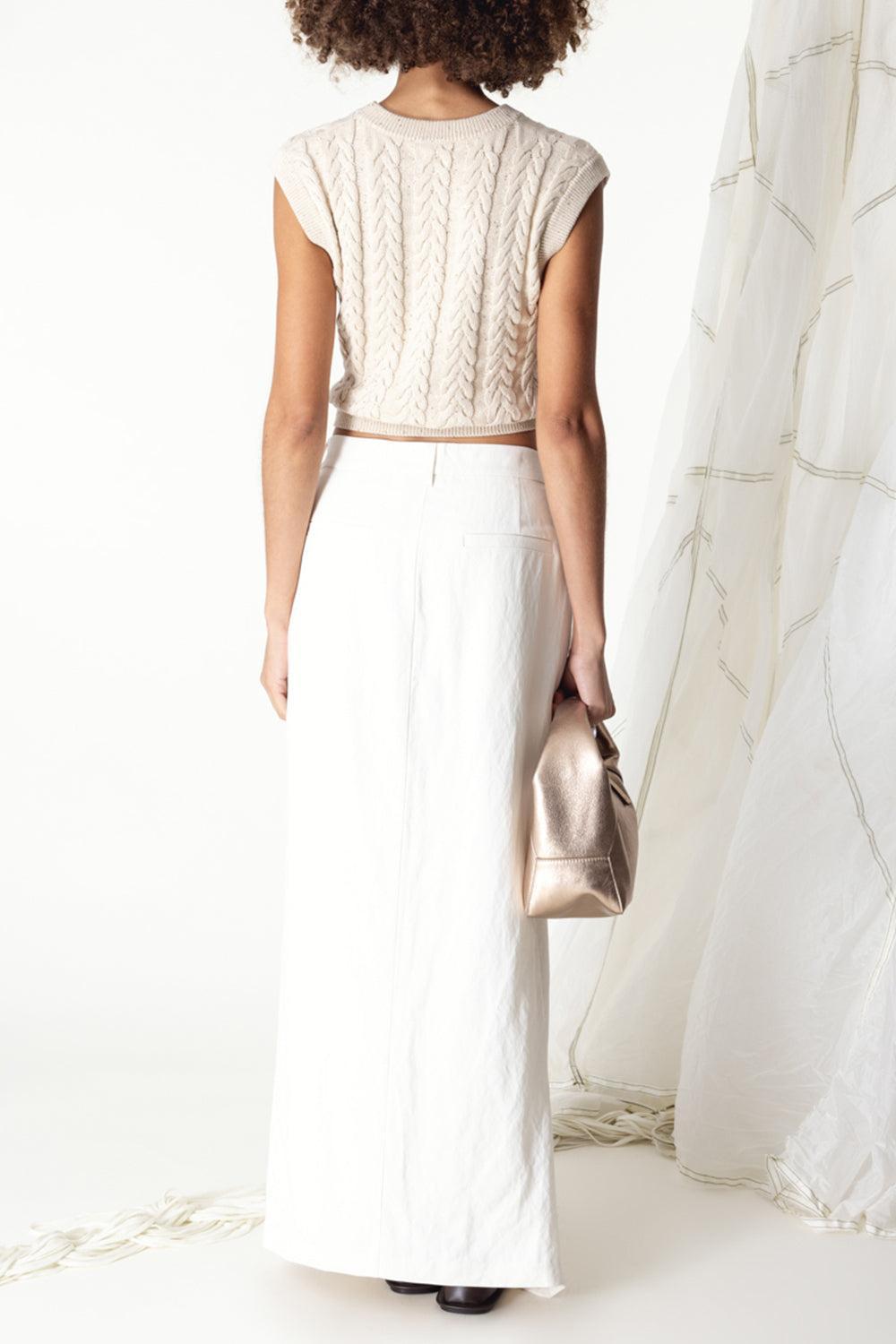 Dazzling Cable Sweater Vest-BUTTER-XS-CLOTHINGTOPKNITS-BRUNELLO CUCINELLI