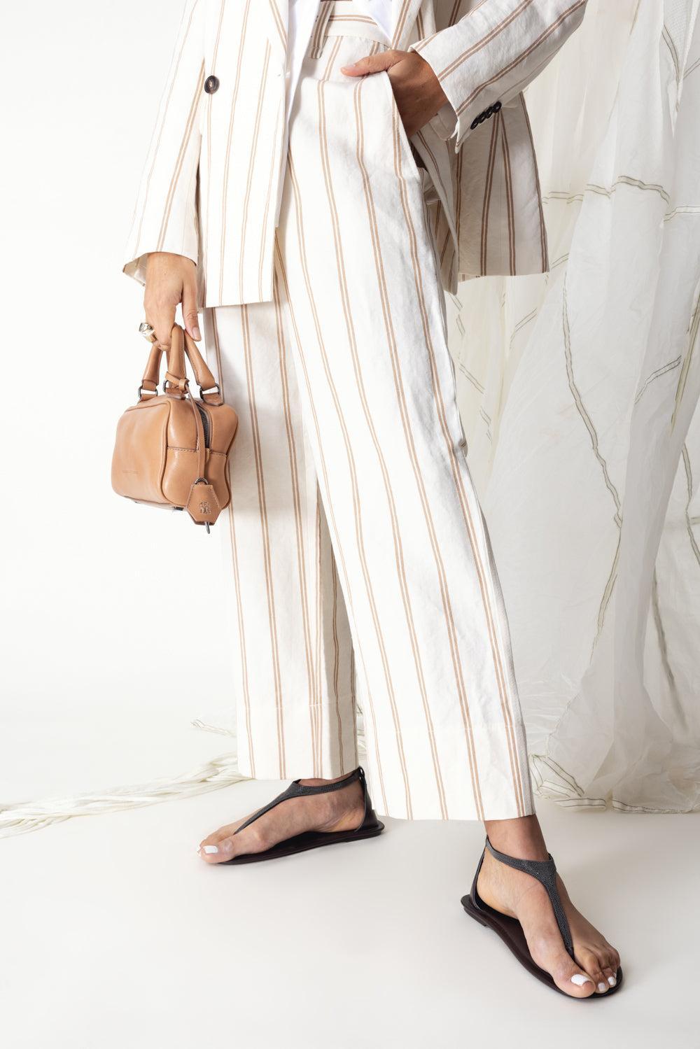 Regimental Stripe Cropped Trousers-DENIM-38-CLOTHINGPANTCROPPED-BRUNELLO CUCINELLI