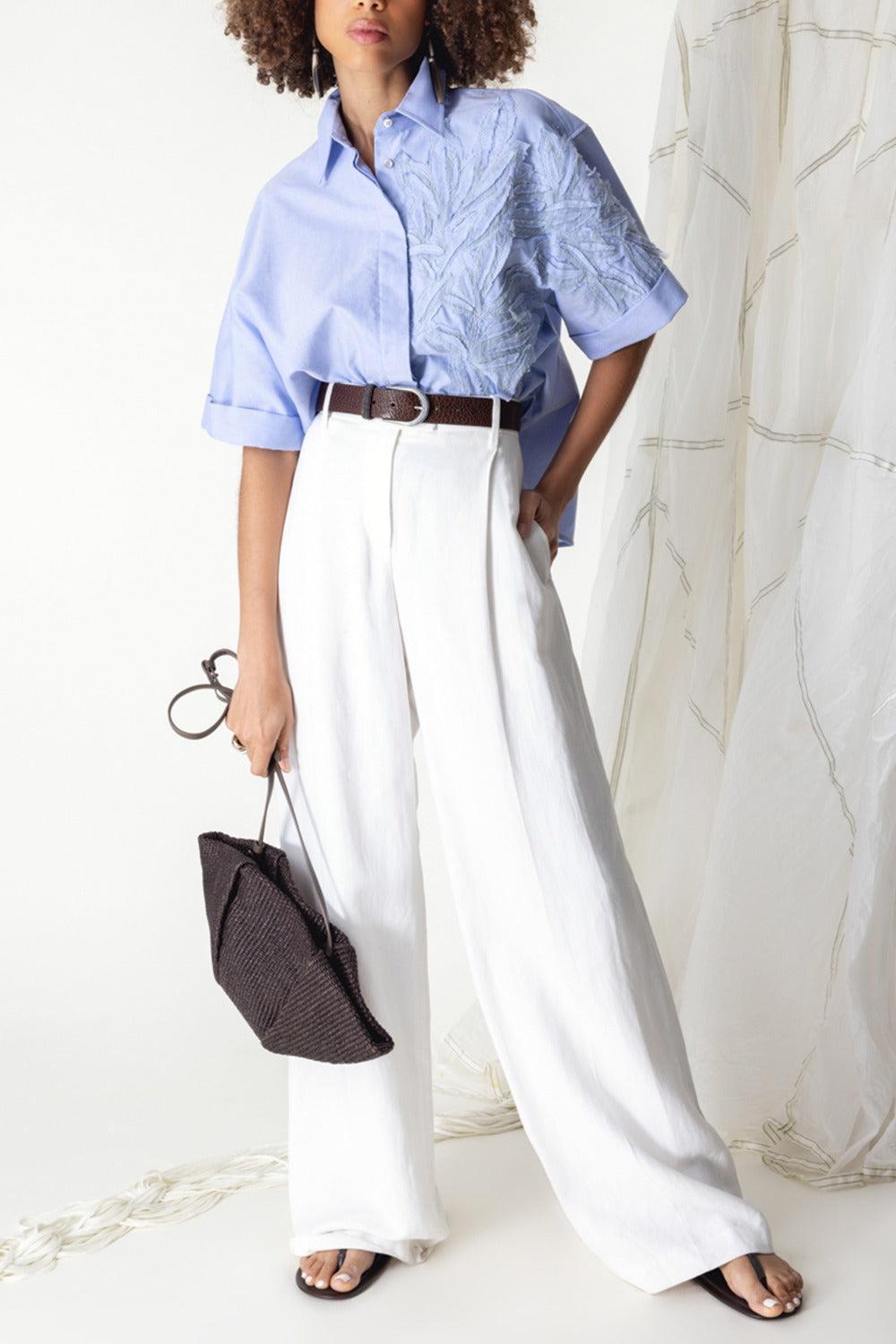 Oxford Shirt-CIELO-XS-CLOTHINGTOPBLOUSE-BRUNELLO CUCINELLI