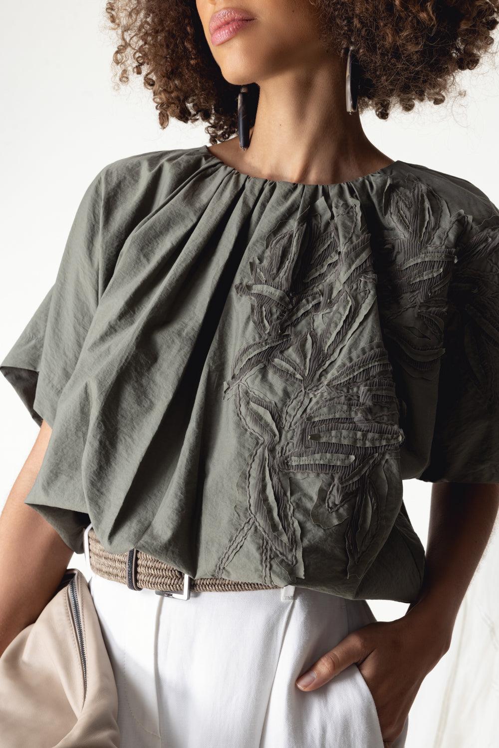 Flora Applique Blouse-EUCALYPT-XS-CLOTHINGTOPBLOUSE-BRUNELLO CUCINELLI