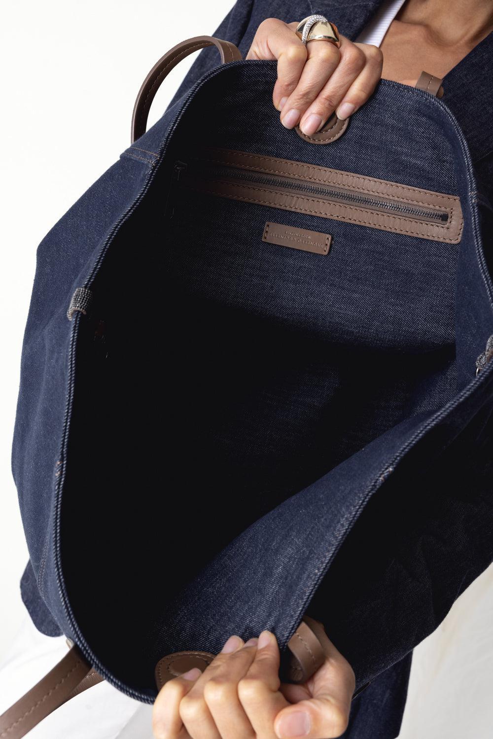 BC Duo Bag - Denim-DENIM-O/S-HANDBAGTOTES-BRUNELLO CUCINELLI