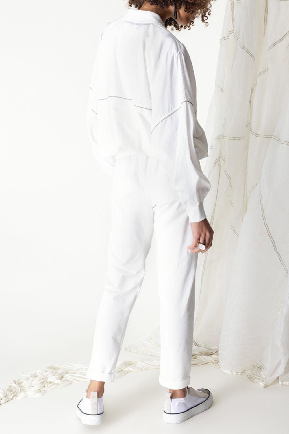 Shiny Pocket Interlock Trousers-NAT/NAT-XS-CLOTHINGPANTCASUAL-BRUNELLO CUCINELLI