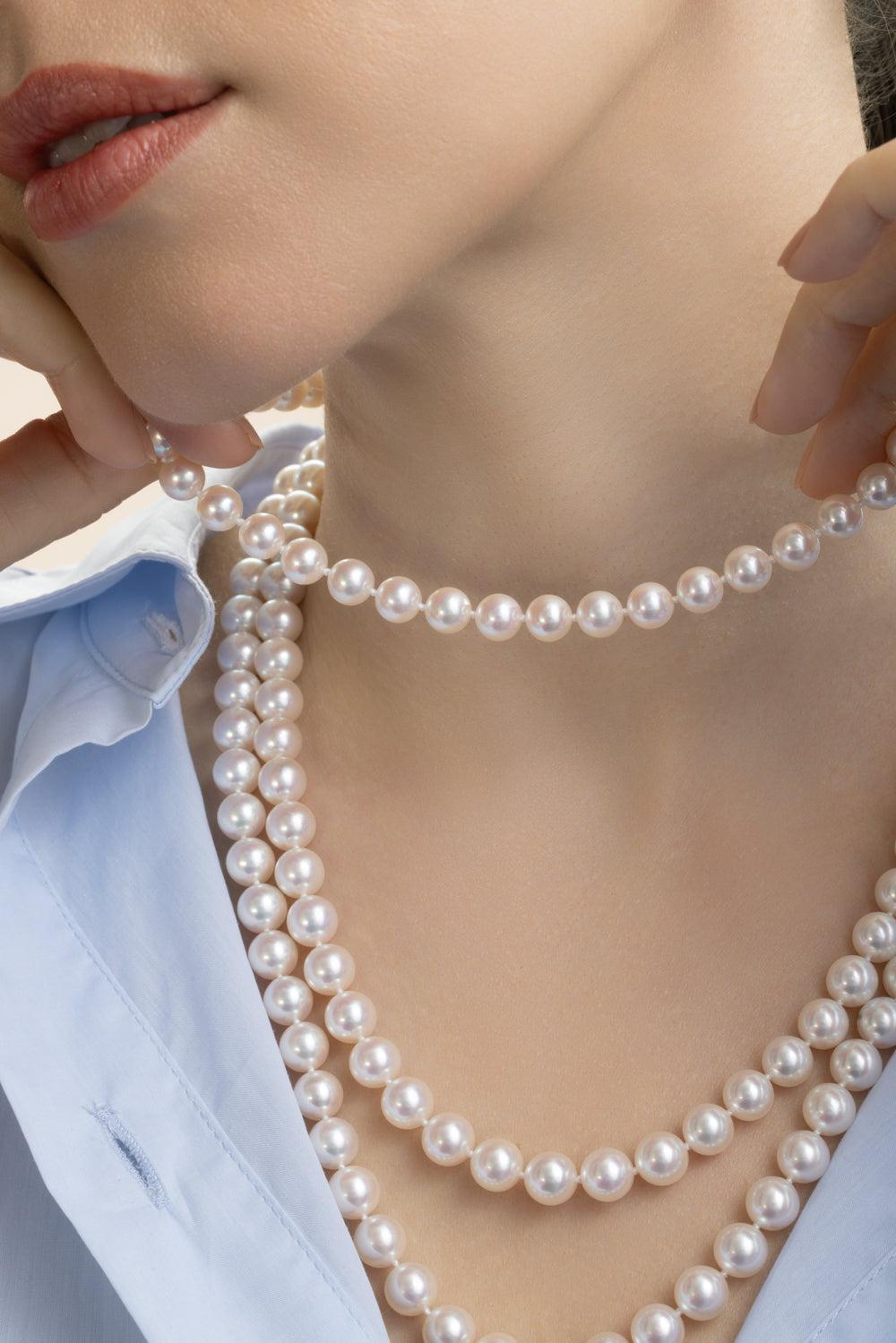 Japanese Akoya Cultured Pearl Necklace-YELLOW GOLD-16-JEWELRYFINE JEWELNECKLACE O-ASSAEL