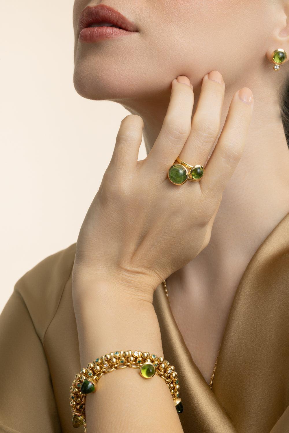 Peridot Large Bouton Ring-YELLOW GOLD-7-JEWELRYFINE JEWELRING-TAMARA COMOLLI