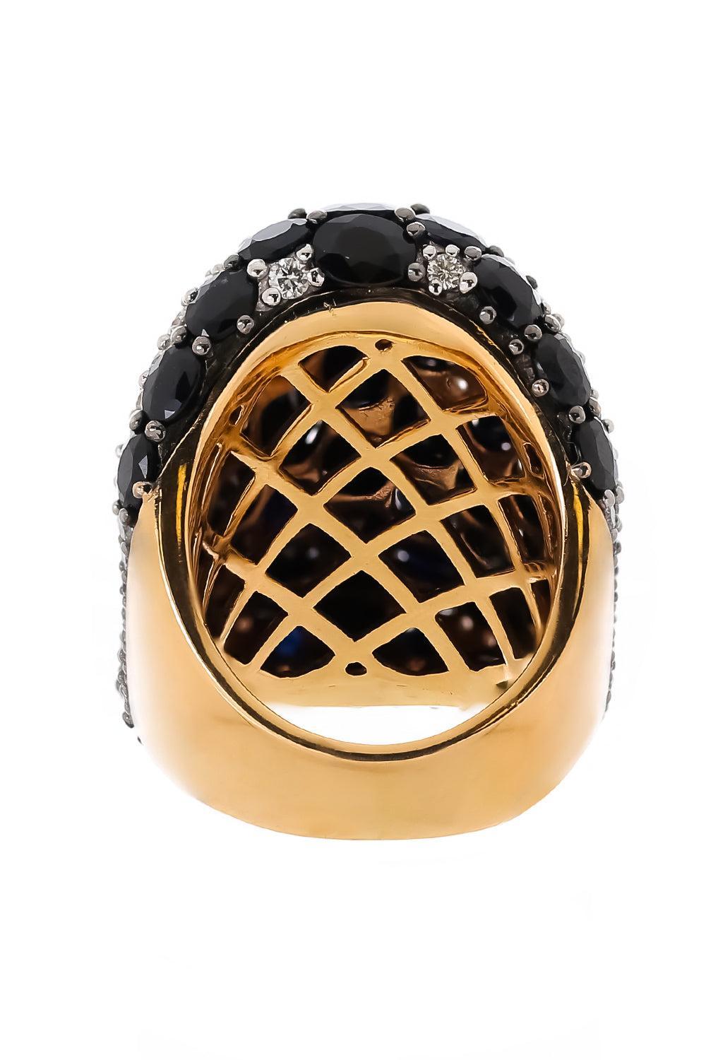 Black Sapphire White Diamond Ring-ROSE GOLD-6.5-JEWELRYFINE JEWELRING-PIRANESI