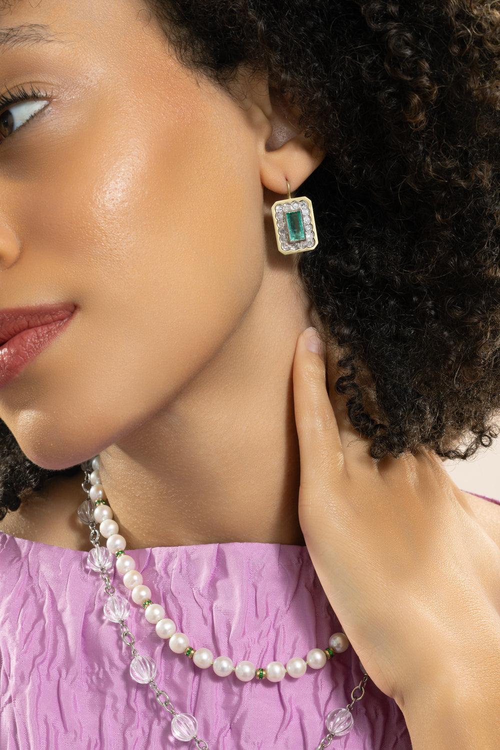 Emerald Vintage Earrings-YELLOW GOLD-JEWELRYFINE JEWELEARRING-SYLVA & CIE