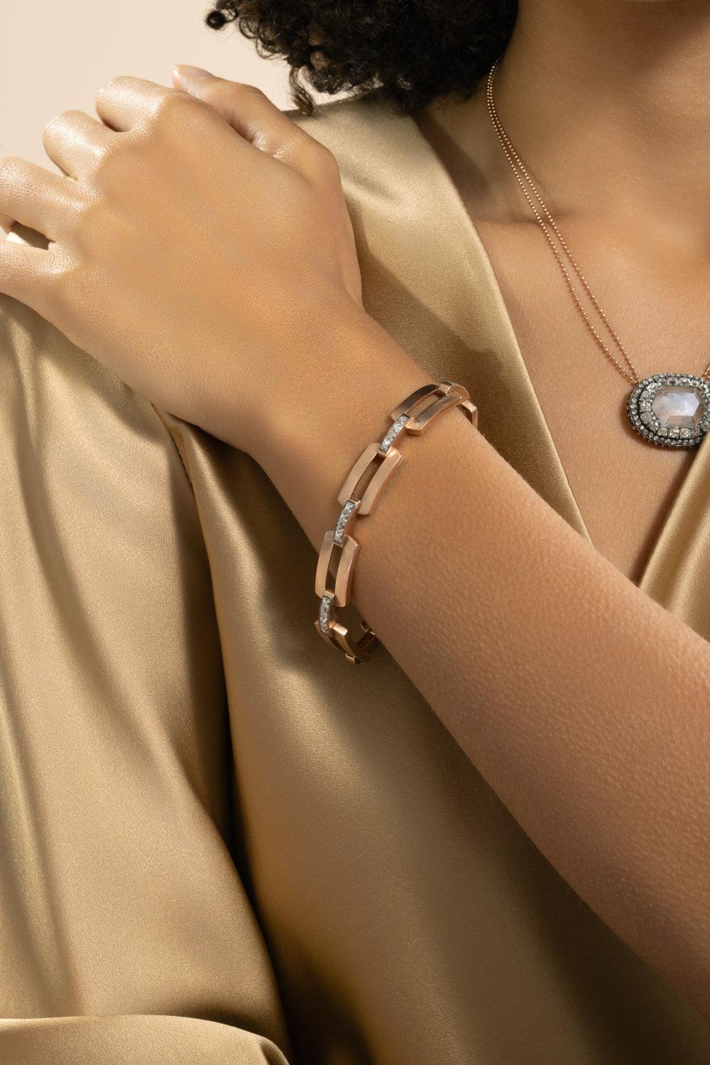 Diamond Buckle Bracelet-ROSE GOLD-7.5-JEWELRYFINE JEWELBRACELET O-SYLVA & CIE