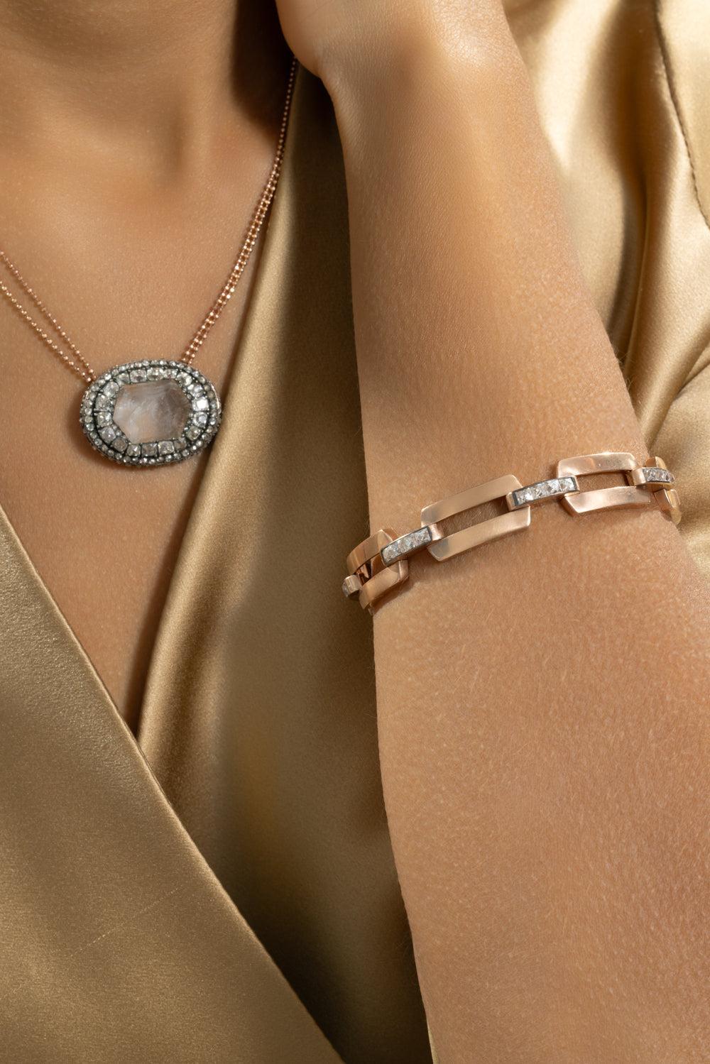 Diamond Buckle Bracelet-ROSE GOLD-7.5-JEWELRYFINE JEWELBRACELET O-SYLVA & CIE
