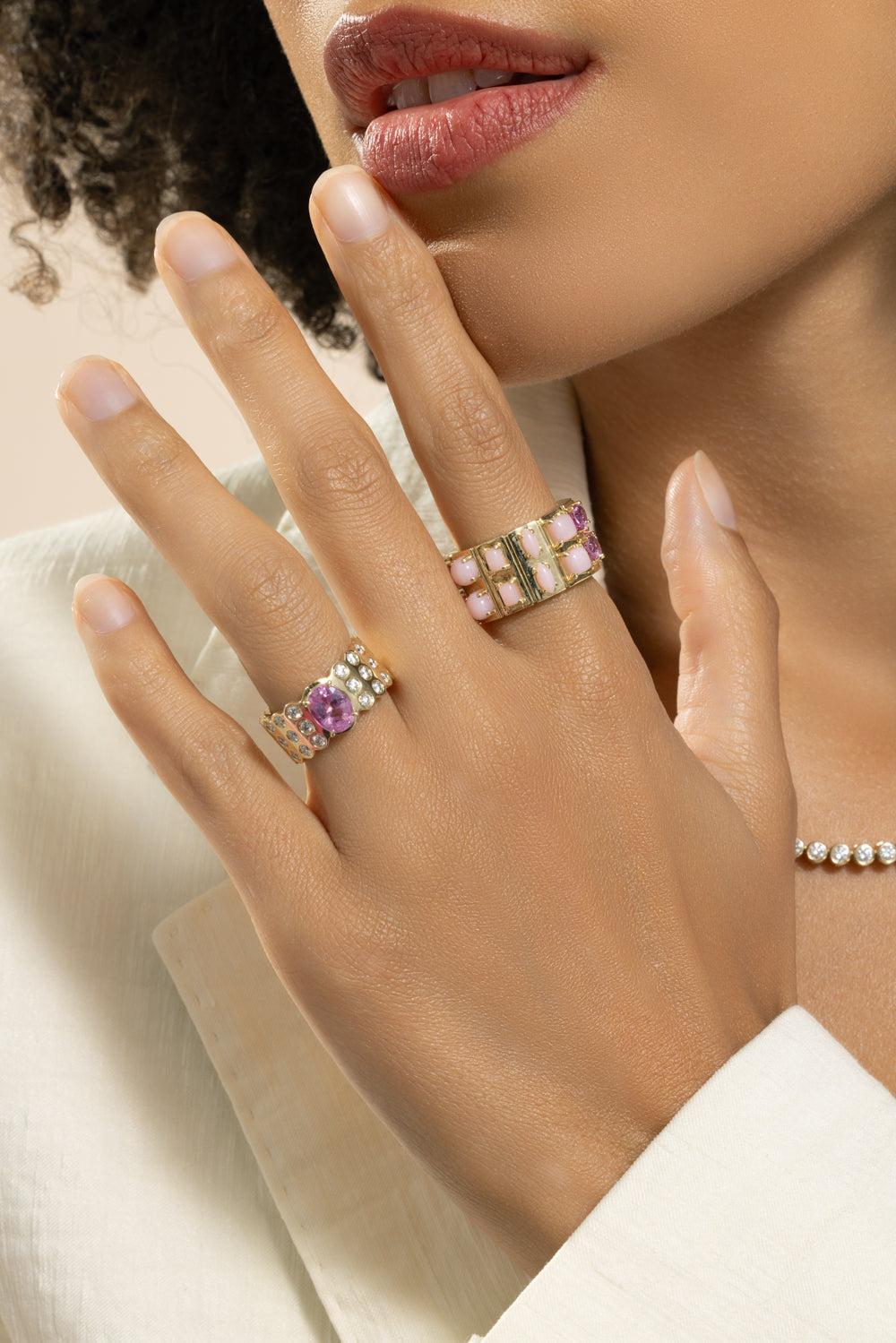 Pink Sapphire Leggo 2.0 Ring-YELLOW GOLD-7-JEWELRYFINE JEWELRING-TYPE JEWELRY