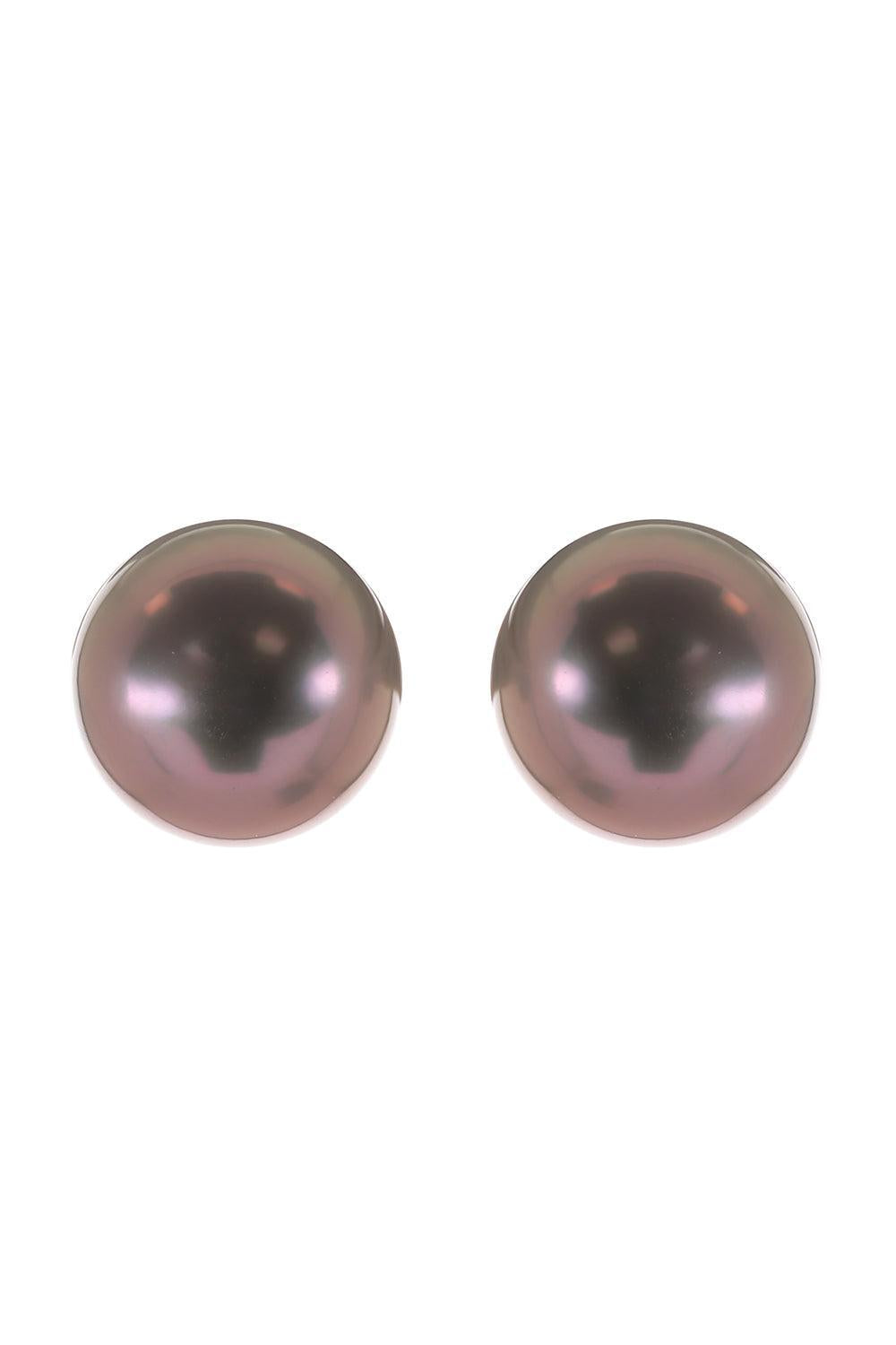 Tahitian Pearl Stud Earrings-YELLOW GOLD-JEWELRYFINE JEWELEARRING-ASSAEL