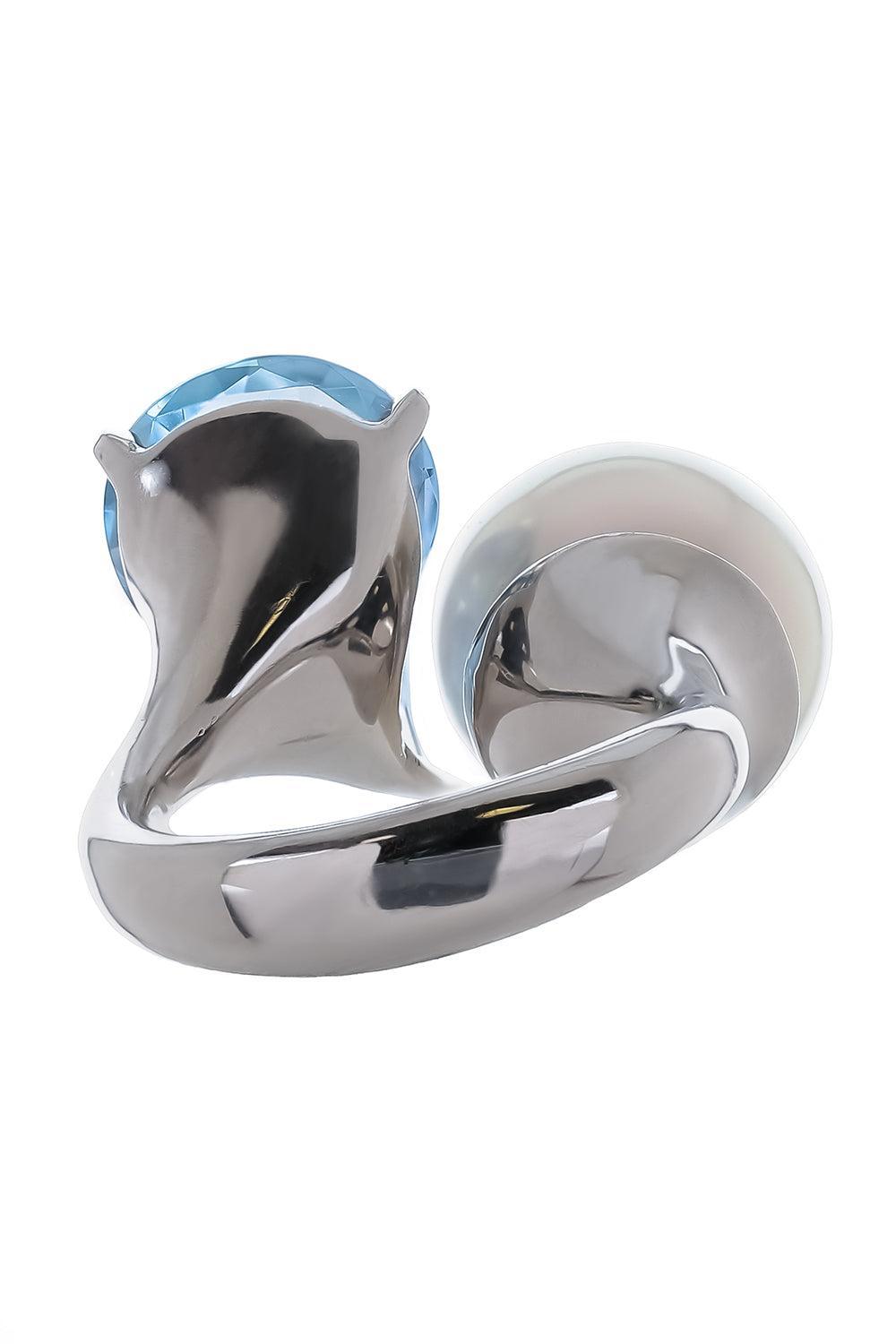 Aquamarine South Sea Pearl Button Ring-PLATINUM-6-JEWELRYFINE JEWELRING-ASSAEL