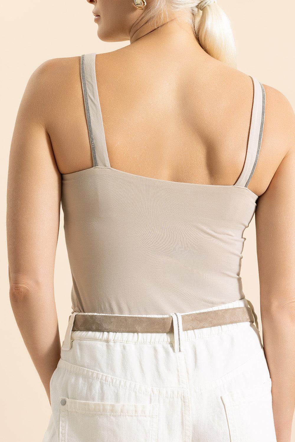 Monili Strap Tank Top-CREAM-XS-CLOTHINGTOPTANK-BRUNELLO CUCINELLI