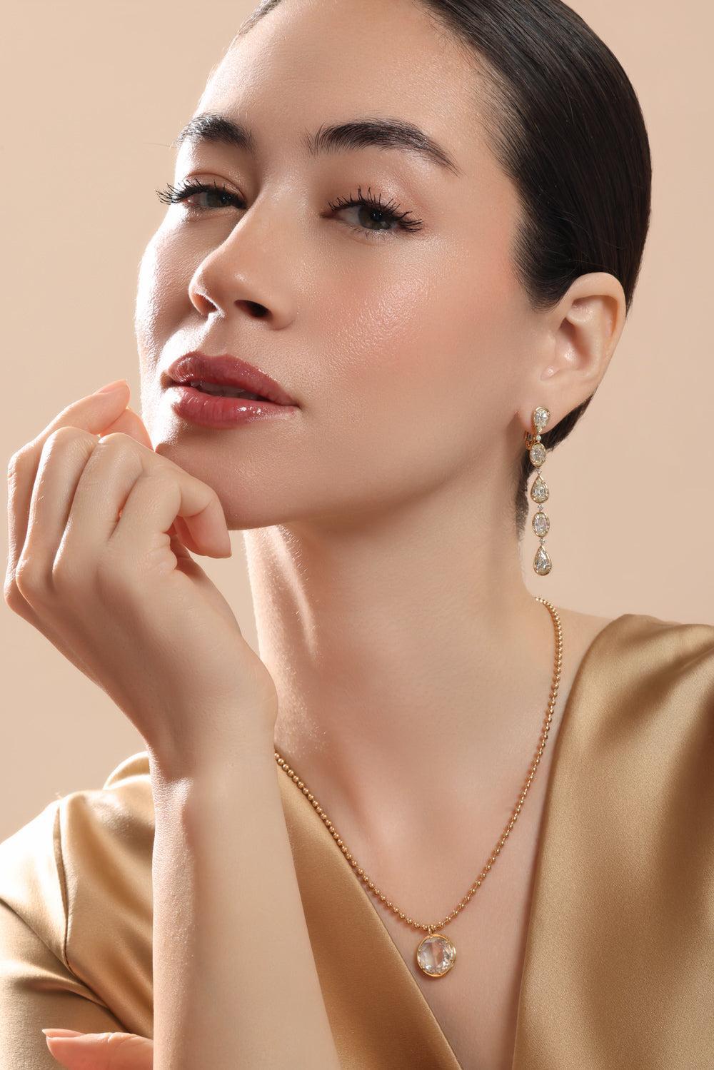 Diamond Sphere Pendant Necklace-YELLOW GOLD-18-JEWELRYFINE JEWELNECKLACE O-SUTRA