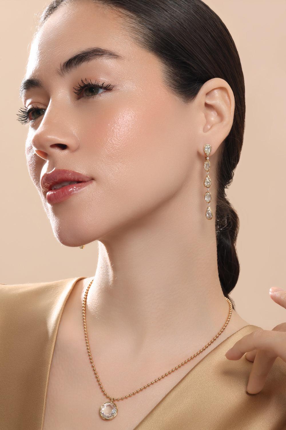 Diamond Sphere Pendant Necklace-YELLOW GOLD-18-JEWELRYFINE JEWELNECKLACE O-SUTRA