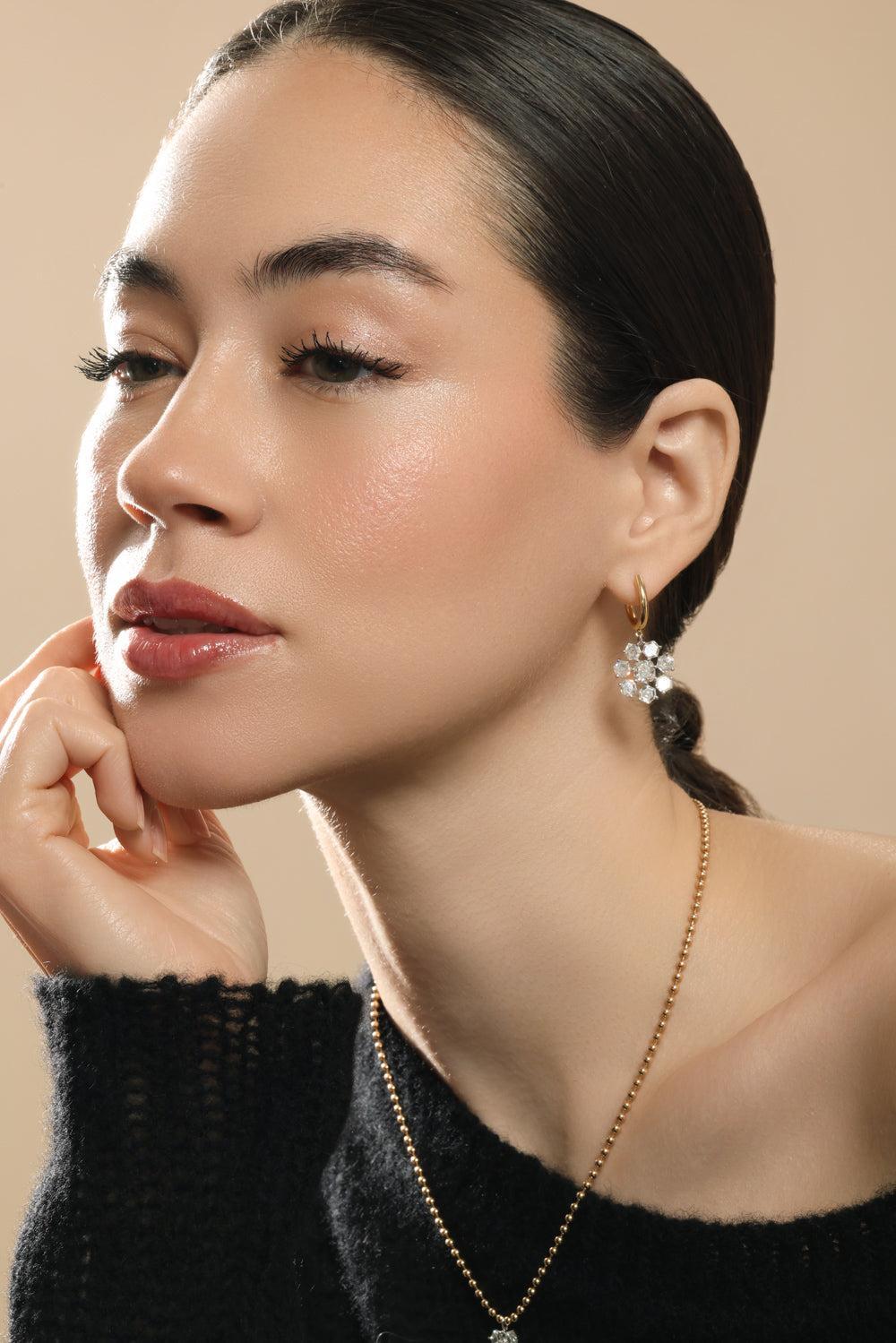 Diamond Frost Flake Earrings-YELLOW GOLD-JEWELRYFINE JEWELEARRING-SUTRA