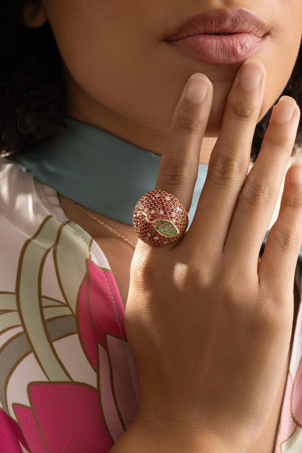 Sapphire Eden Orange Ring-ROSE GOLD-6.5-JEWELRYFINE JEWELRING-FULLORD