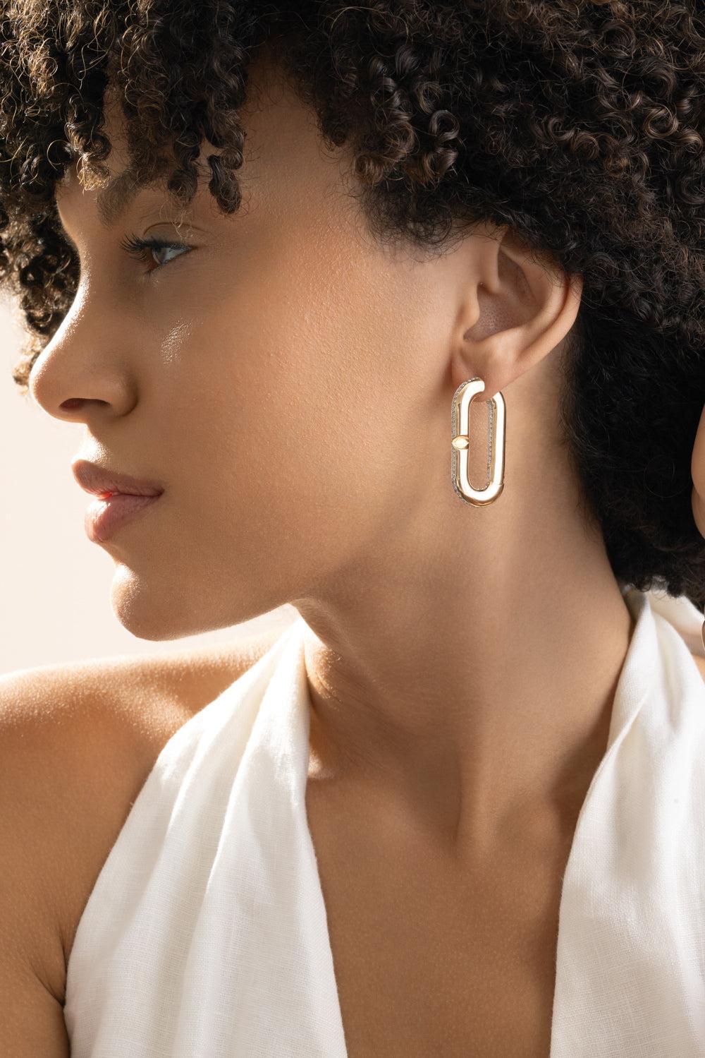 Diamond Maxi Mon Jeu Earrings-ROSE GOLD-JEWELRYFINE JEWELEARRING-VHERNIER