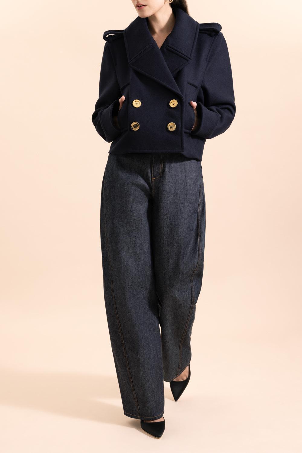 Melton Coat-NAVY-36-CLOTHINGJACKETCROPPED-GIVENCHY