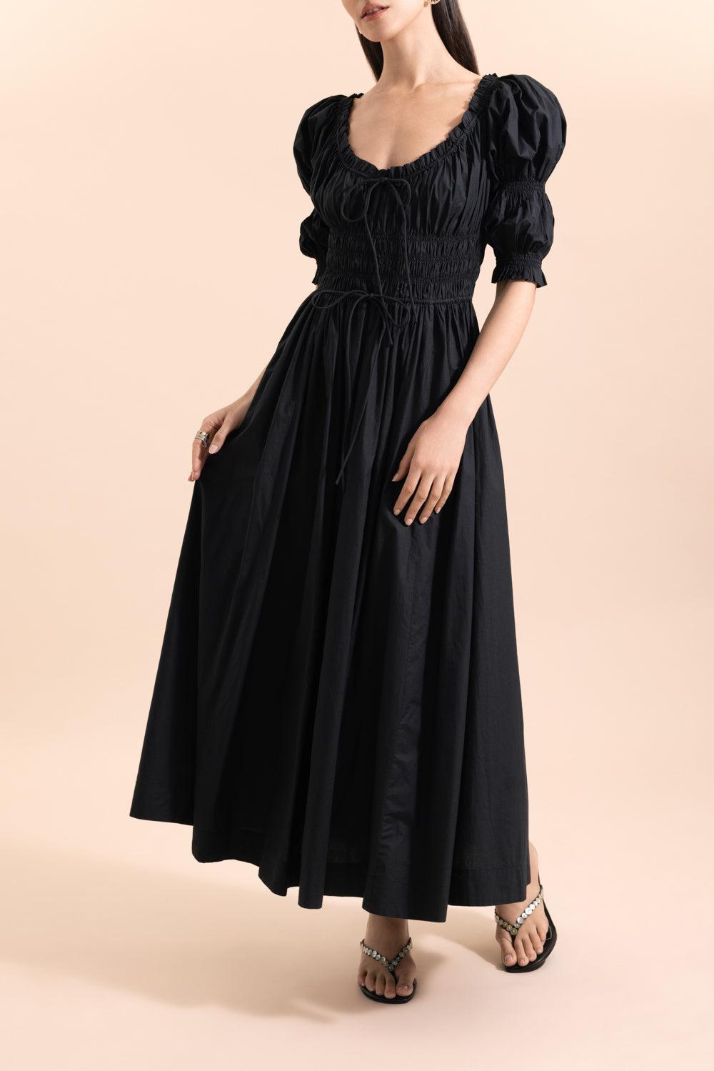 Ischia Midi Dress-BLACK-XS-CLOTHINGDRESSCASUAL-DOEN