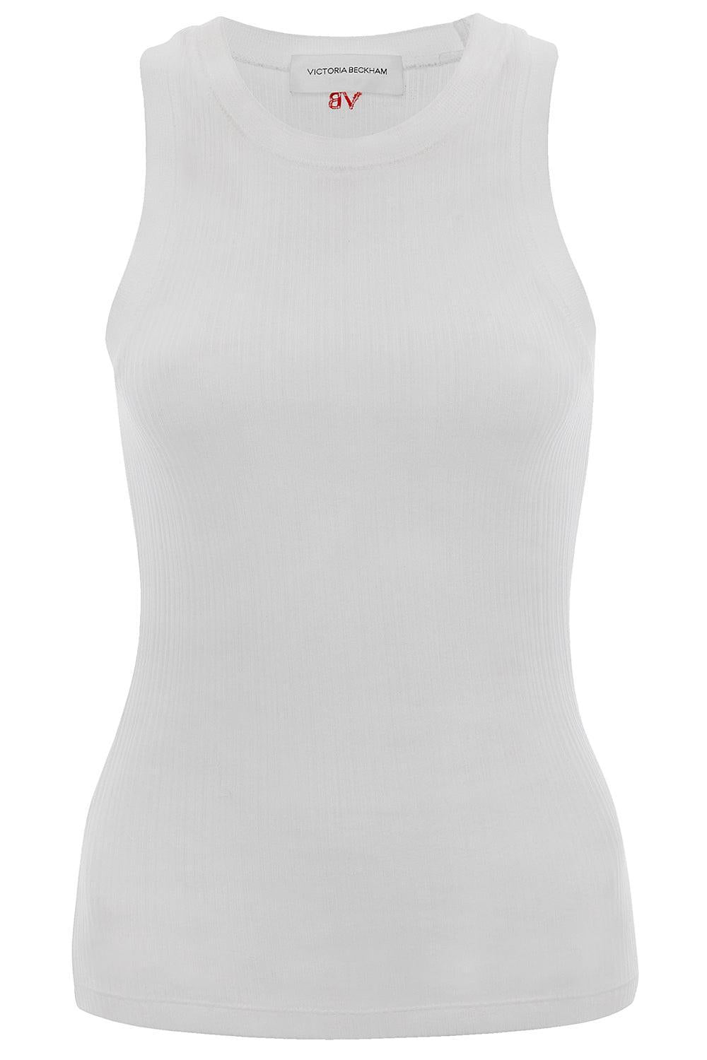 Rib Tank - White-WHITE-XS-CLOTHINGTOPTANK-VICTORIA BECKHAM