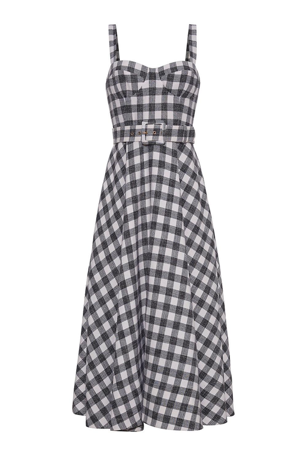 Calypso Dress-BLACK IVORY BOUCLE GRRD-0-CLOTHINGDRESSCASUAL-CARA CARA