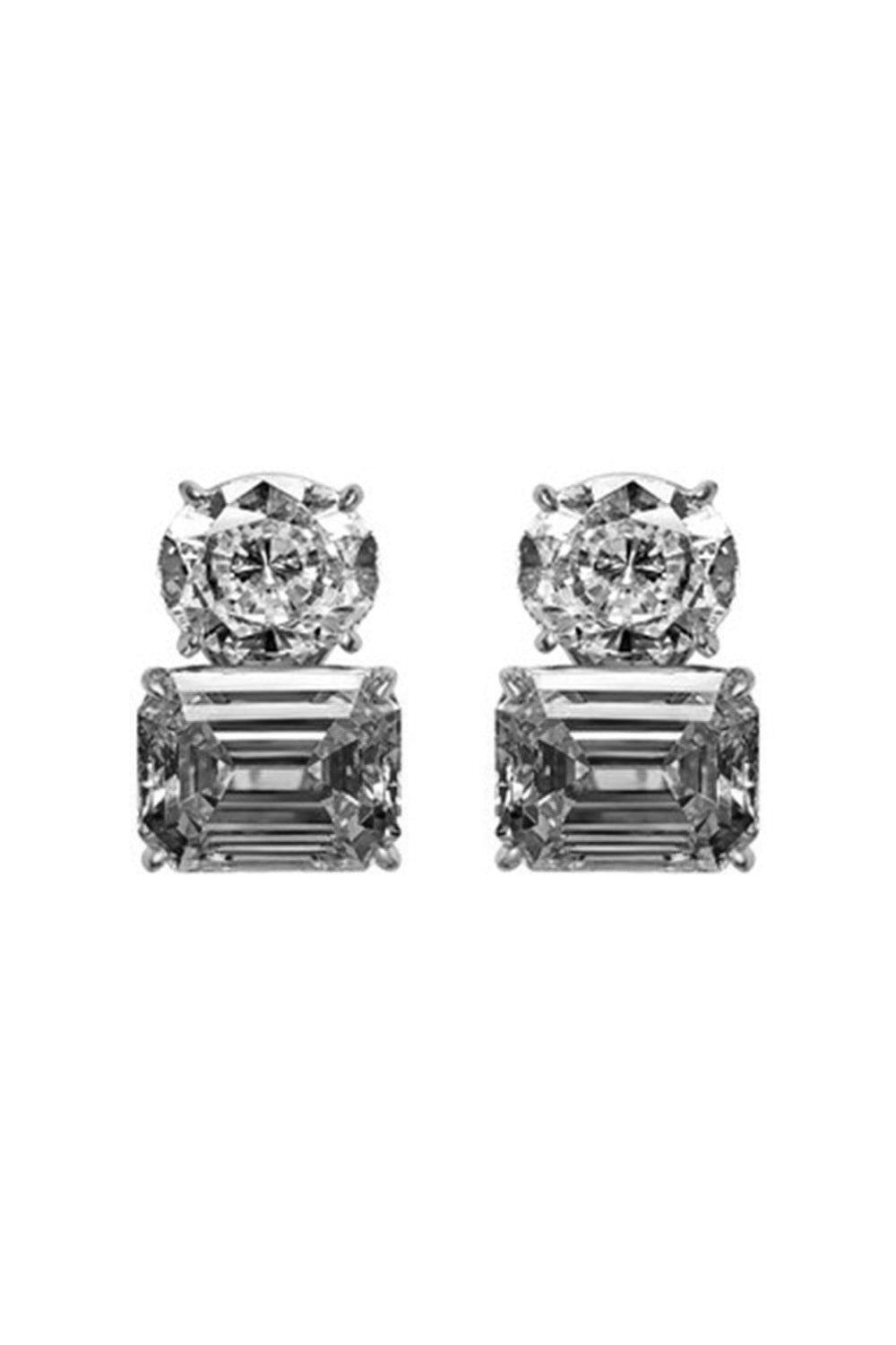 Canary Oval Double Stud Earrings-WHITE-JEWELRYBOUTIQUEEARRING-FANTASIA by DESERIO